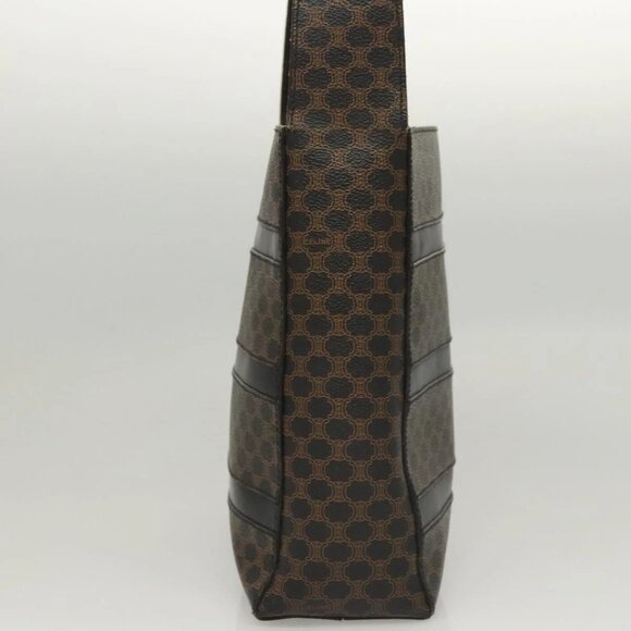 CELINE Macadam Canvas Shoulder Bag PVC Leather Black Gold Auth 119071 - Picture 6 of 16